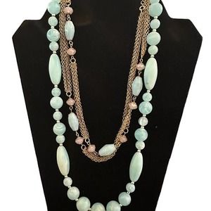 vintage Avon necklace simulated jadite &  matching necklace for layering
